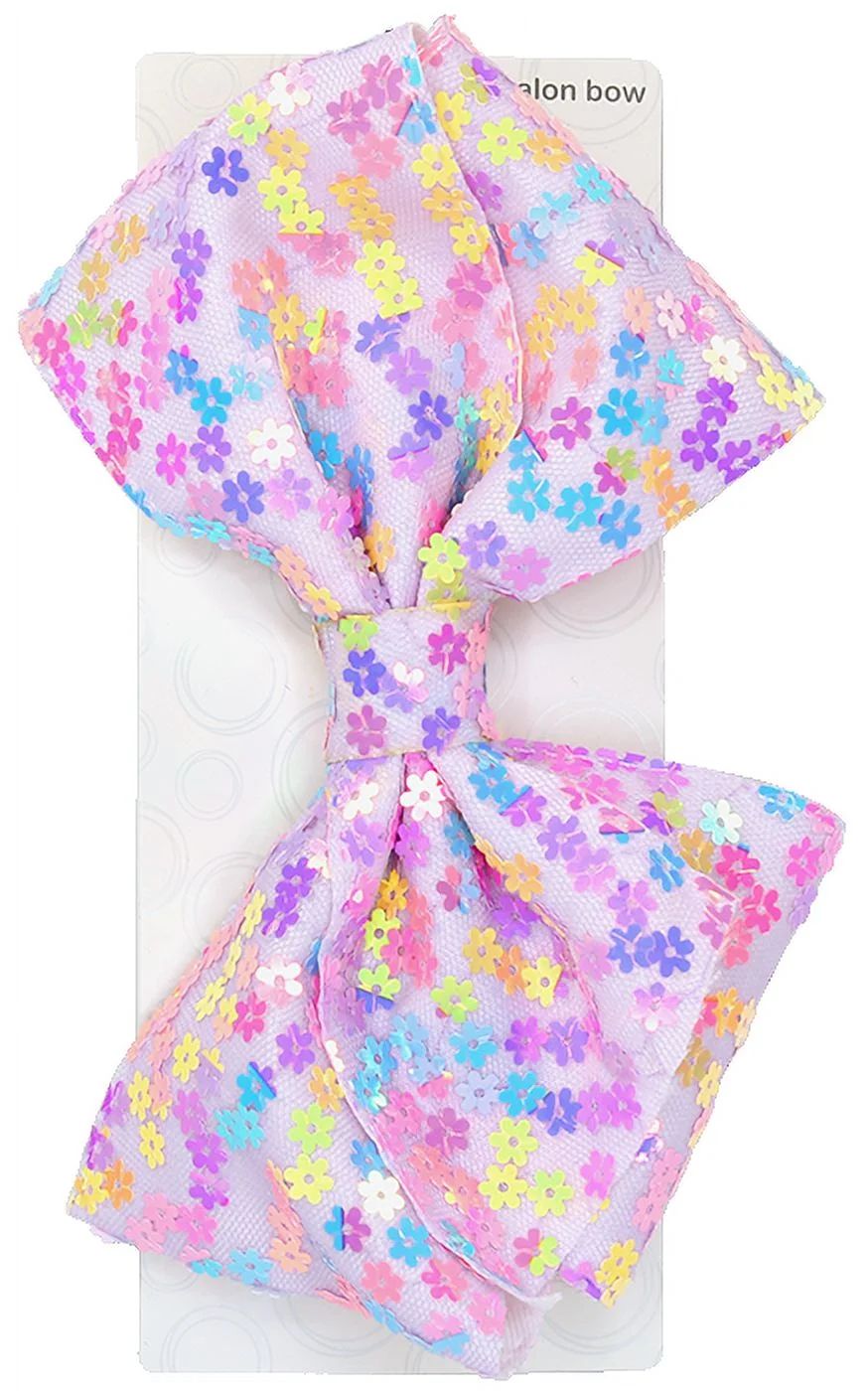 Wonder Nation Girls Flower Sequin Jumbo Bow Salon Clip, Multi | Walmart (US)