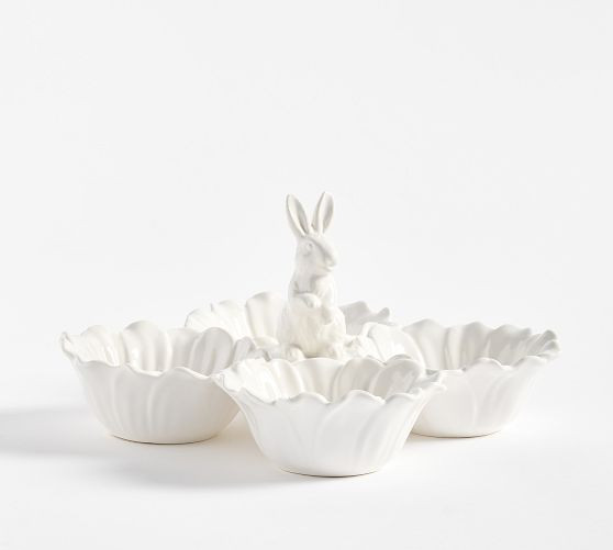 Floral Bunny Stoneware Multi-Condiment Server | Pottery Barn (US)