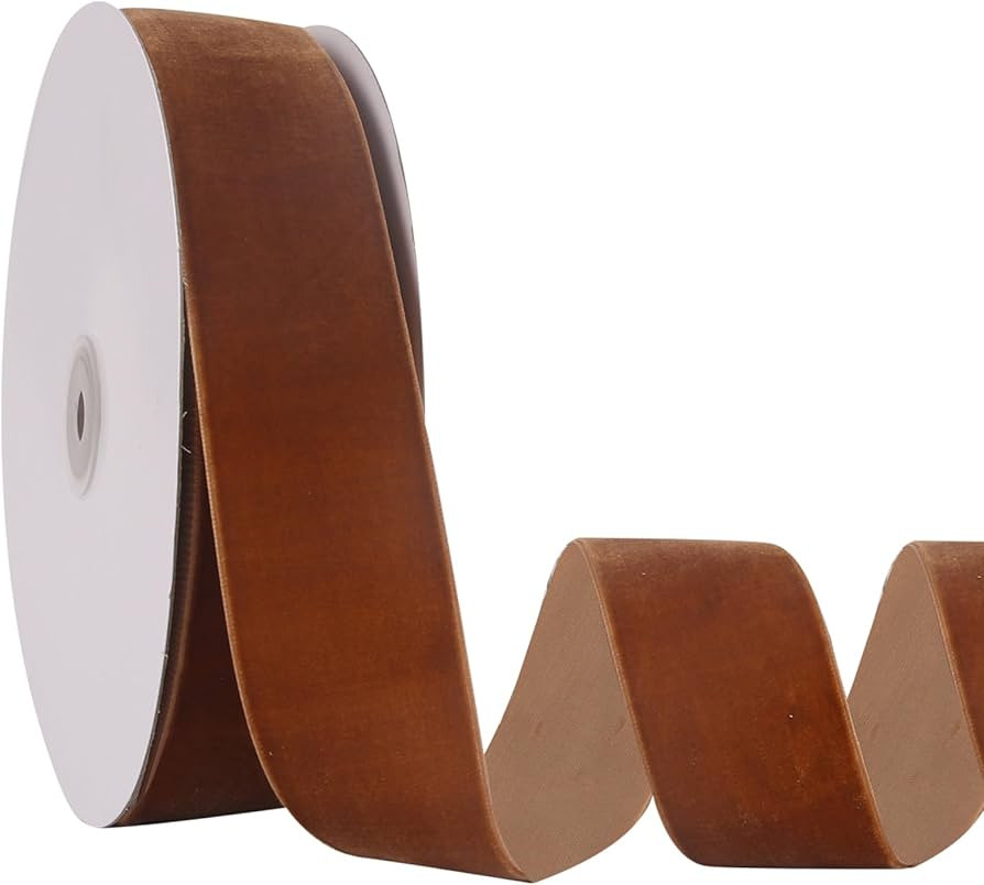 1.5" X 20 Yards Khaki Velvet Ribbon for Christmas Tree Wreath Decoration Handmade Crafts Ornament... | Amazon (US)