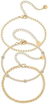 PAVOI 18K Gold Plated Chain Bracelet Pack for Women | Jewelry Set of 5 Stackable Bracelets Paperc... | Amazon (US)