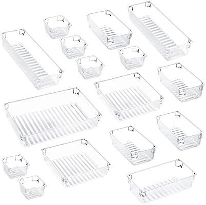 Kootek 16 Pcs Desk Drawer Organizer Set 5-Size Bathroom Drawer Tray Dividers Versatile Storage Bi... | Amazon (US)