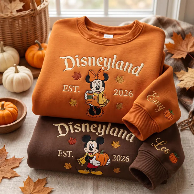 Embroidered Magical Land Autumn Sweatshirt, Family Matching Pumpkin Shirt, Fall Disneyland Sweats... | Etsy (Global)