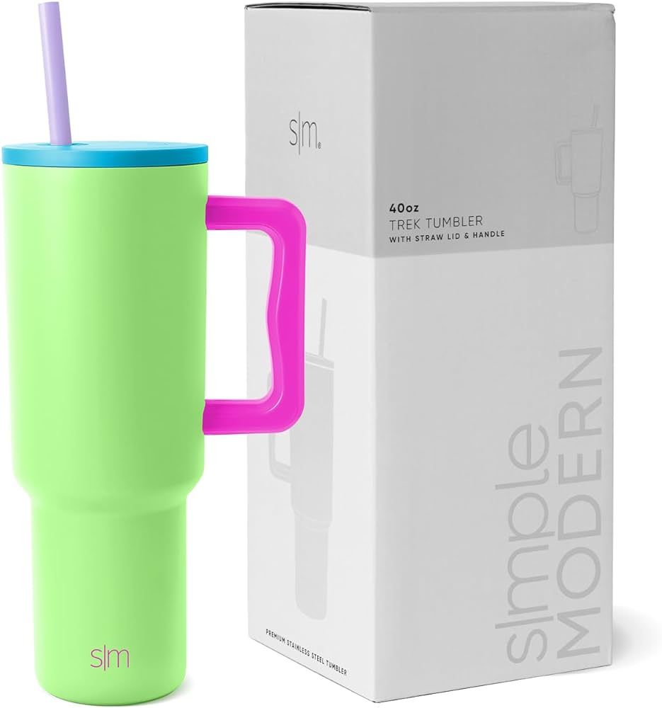 Simple Modern 40 oz Tumbler with Handle and Straw Lid | Insulated Reusable Stainless Steel Water Bottle Travel Mug Cupholder Use | Gifts for Women Men Him Her | Trek Collection | 40oz | Baja Mix | Amazon (US)