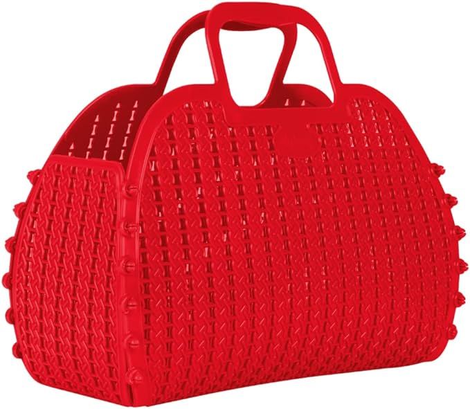 AYKASA Jelly Foldable Mini Plastic Women's Tote Bags (Red) | Amazon (US)