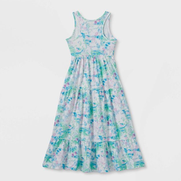 Girls' Tie-Dye Tiered Maxi Dress - Cat & Jack™ White/Green | Target