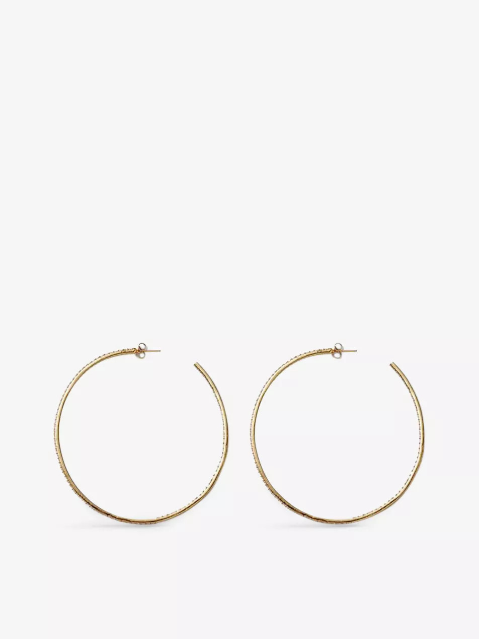 From the Block large 18ct yellow gold-plated brass and cubic zirconia hoop earrings | Selfridges