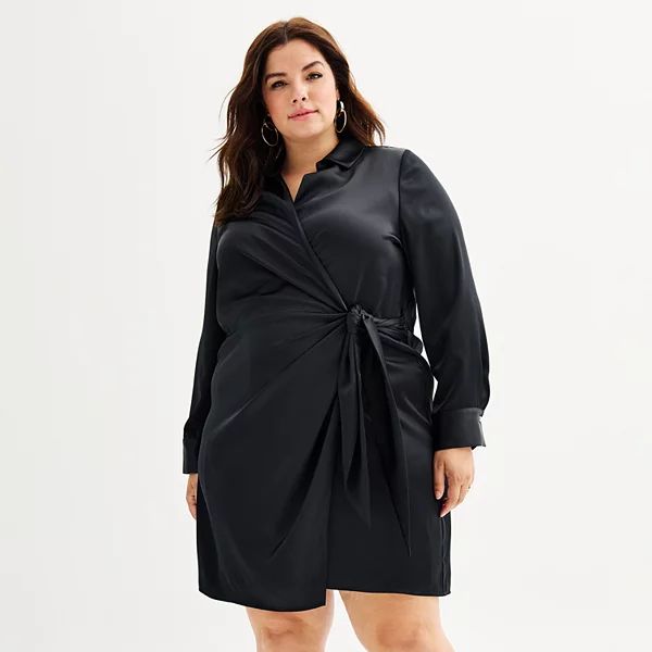 Plus Size INTEMPO™ Long Sleeve Wrap Mini Dress | Kohl's