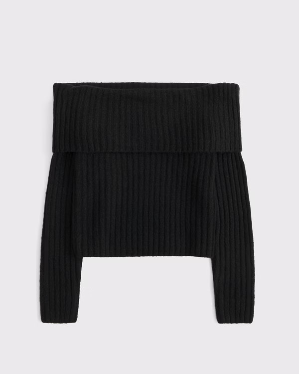 Women's Ribbed Foldover Off-The-Shoulder Sweater | Women's Tops | Abercrombie.com | Abercrombie & Fitch (US)
