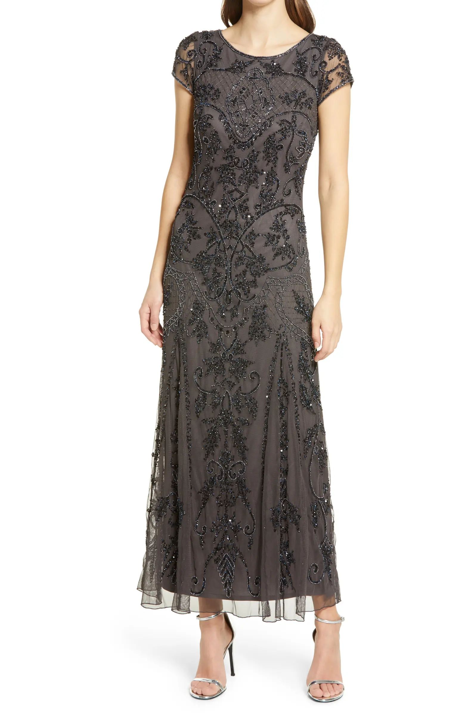 Pisarro Nights Beaded Mesh Column Gown | Nordstrom | Nordstrom