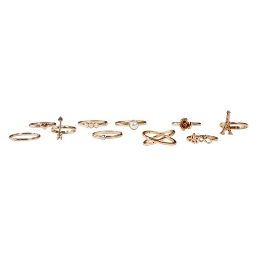 la vie en rose 10-piece rose gold ring set | Five Below