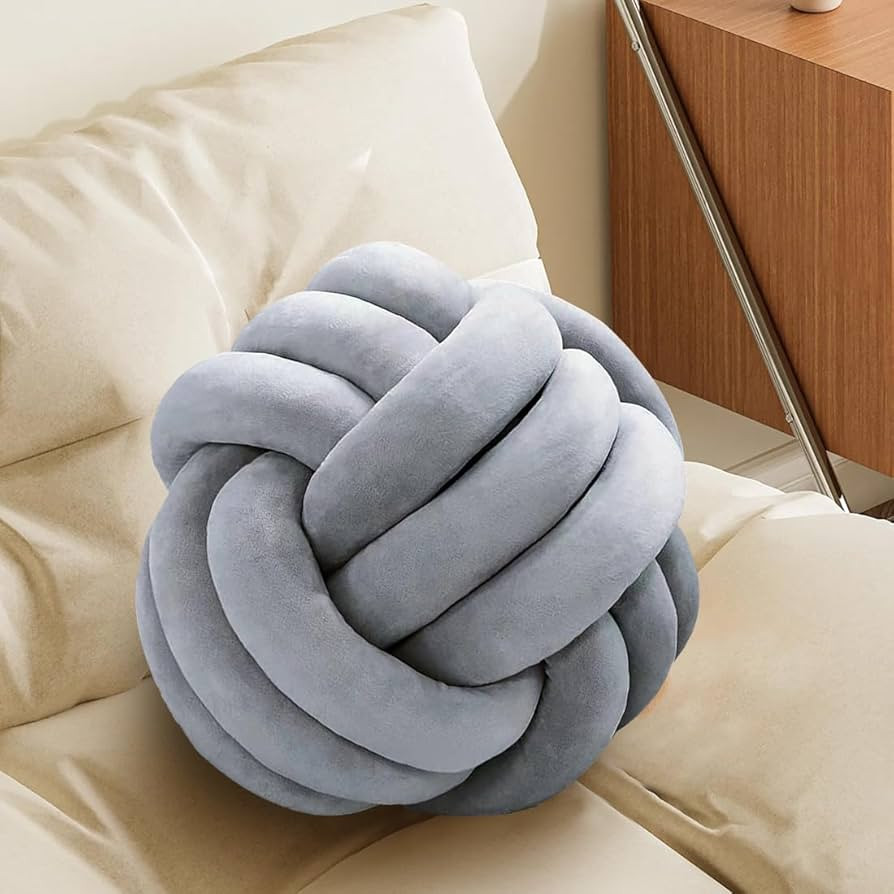 Knot Pillow Ball-Shaped Decorative Throw Pillows,Silver 20cm Cute Couch Cushion Knotted Plush Pil... | Amazon (US)