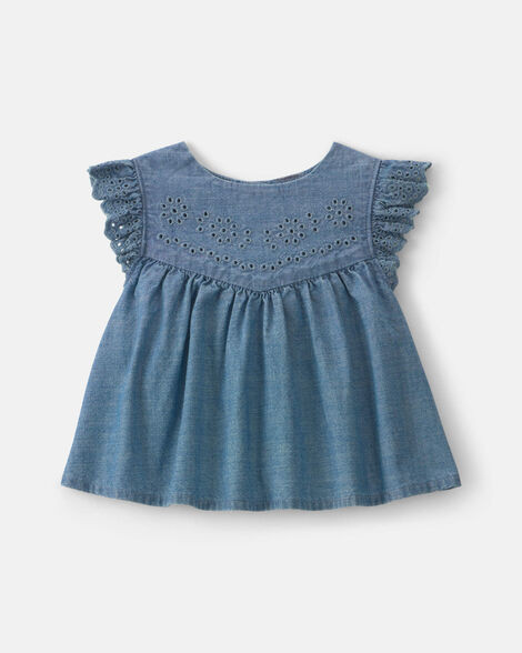 Baby Girl Chambray Peplim Top - Medium Wash | Carter's Inc