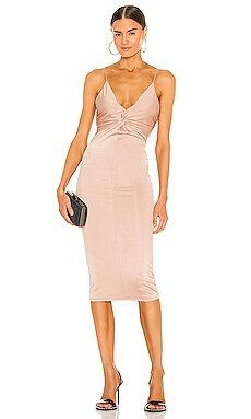 Michael Costello x REVOLVE Kinsley Midi Dress in Taupe from Revolve.com | Revolve Clothing (Global)