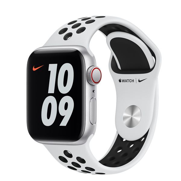 Apple Watch Nike SE GPS + Cellular, 40mm Silver Aluminum Case with Pure Platinum/Black Nike Sport Ba | Apple (US)