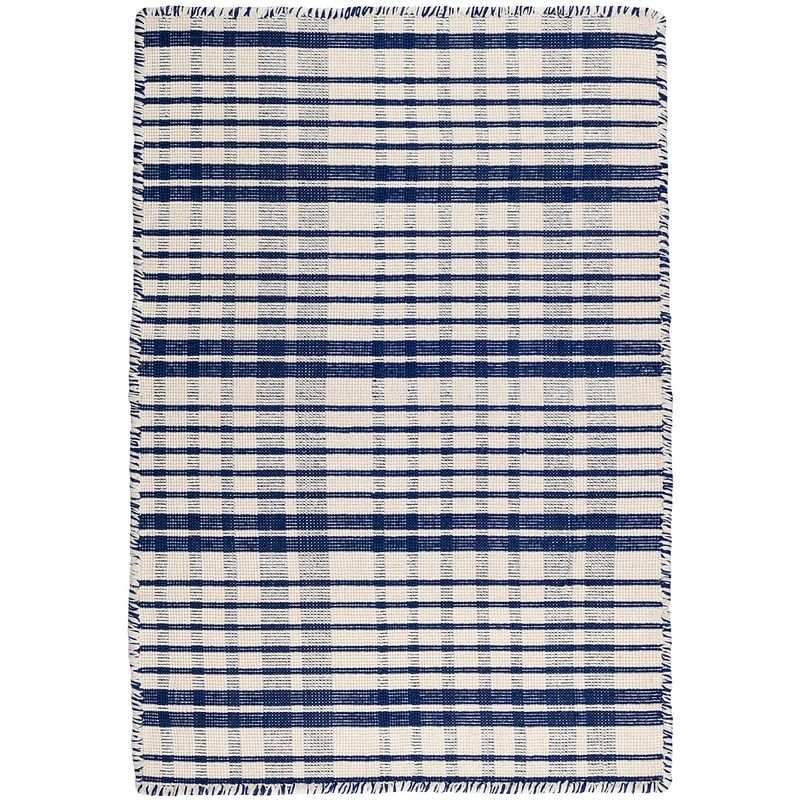 Guilford Navy Handwoven Cotton Rug | Annie Selke