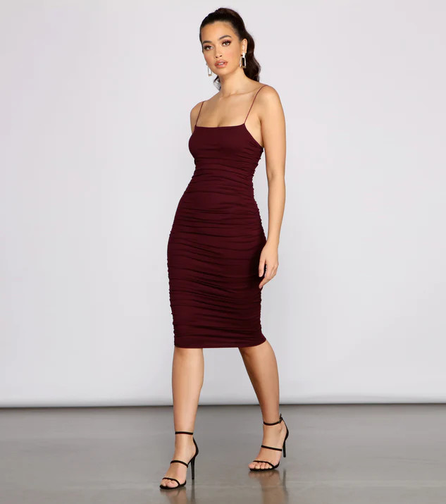 Heart Of Glam Ruched Midi Dress | Windsor Stores