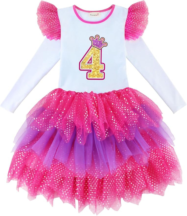 Spring/Autumn Unicorn Birthday Party Princess Girl Dresses Long Sleeve Girls Outfits | Amazon (US)