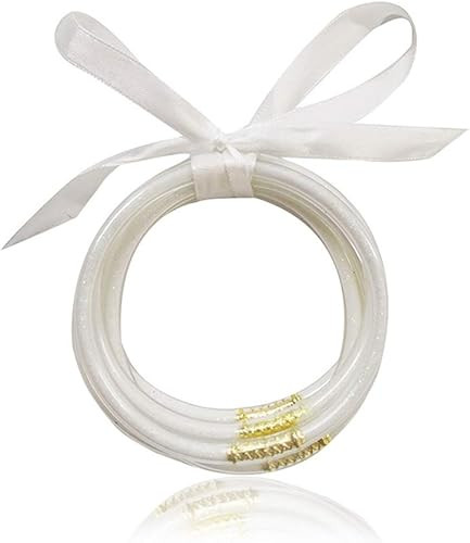 YBMYCM Glitter Jelly Bangles Bracelets Set for Women Glitter Filled Jelly Silicone Bracelets for ... | Amazon (US)