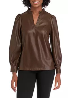 Crown & Ivy™ Women's Vegan Leather Top | Belk