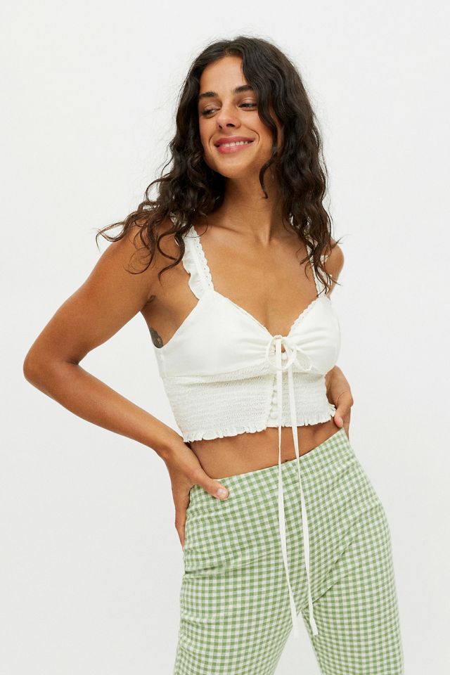 UO Leona Smocked Cropped Cami | Urban Outfitters (US and RoW)