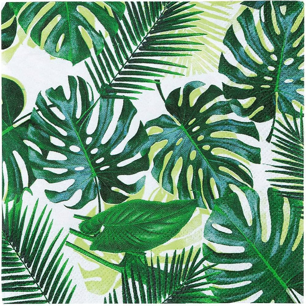Talking Tables Pack of 20 Tropical Cocktail Napkins - Paper Palm Leaf Serviettes for Kid's Jungle... | Amazon (US)