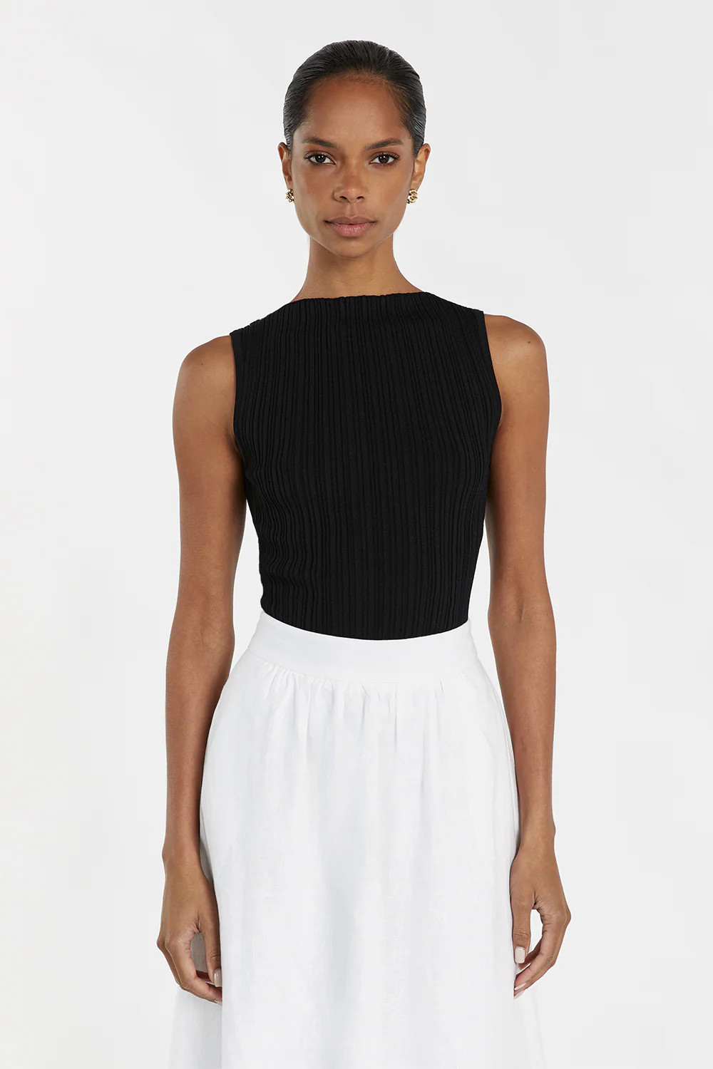 SIENNA BLACK KNIT TANK | DISSH