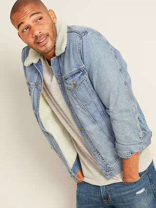 Sherpa-Lined Medium-Wash Jean Jacket for Men | Old Navy (US)