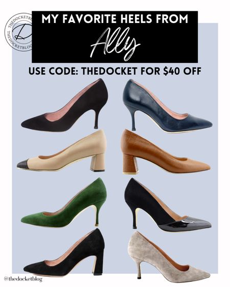 My favorite heels from Ally! 

Use code THEDOCKET for $40 off! 
Womens business professional workwear and business casual workwear and office outfits midsize outfit midsize style 

#LTKWorkwear #LTKSaleAlert #LTKShoeCrush