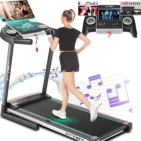 SYTIRY Treadmill with TV Touchscreen 10" HD,3.25HP Folding Incline Treadmills for Home,WiFi Conne... | Amazon (US)