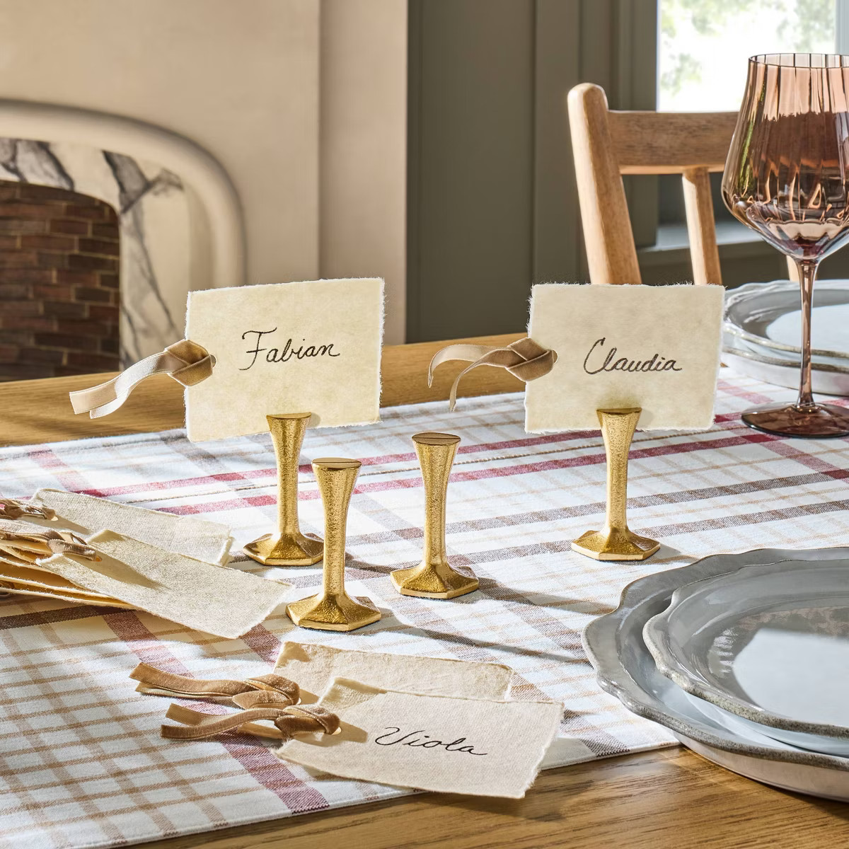 Place Setting Cards with Brown Velvet Ribbon 12ct - Hearth & Hand™ with Magnolia | Target