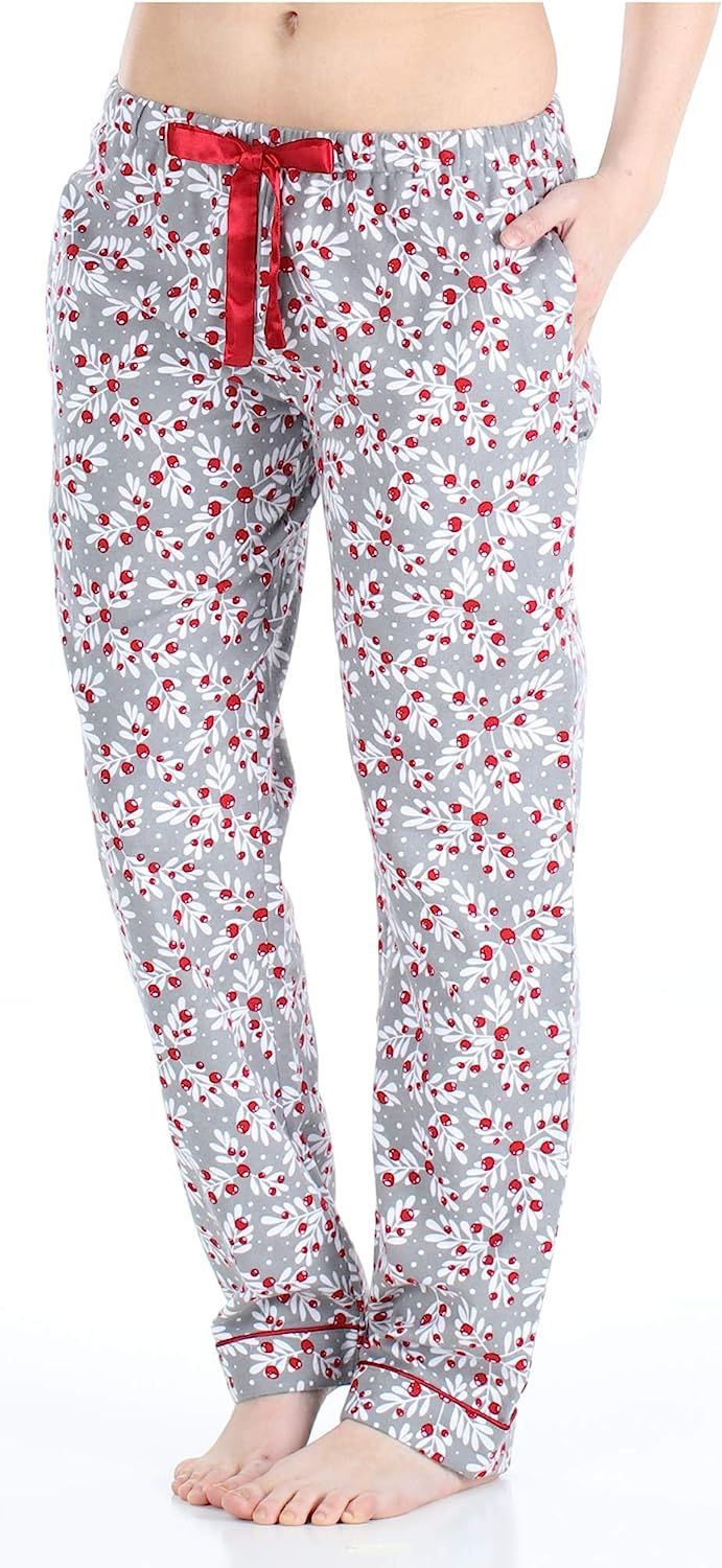 PajamaMania Women's Cotton Flannel Pajama PJ Pants with Pockets | Amazon (US)