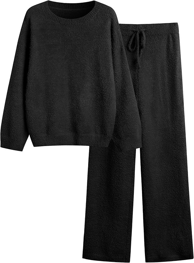 Lounge Sets for Women 2 Piece Fuzzy Fleece Pajamas Long Sleeve Oversized Lounge Set 2025 Fall Win... | Amazon (US)