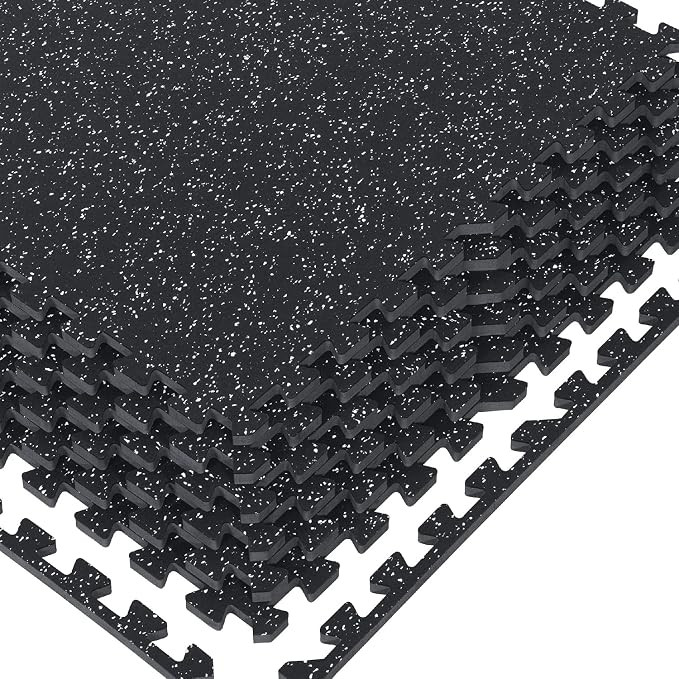 1/2in Thick 48 Sq Ft Rubber Top High Density EVA Foam Exercise Gym Mats Non-slip 12 Pcs - Interlo... | Amazon (US)