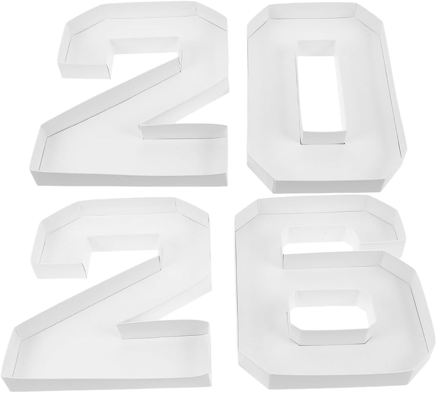 PRETYZOOM 4pcs 10'' Cardboard Number, Fillable 2-0-2-6 Charcuterie Board Food Container, Cardboar... | Amazon (US)