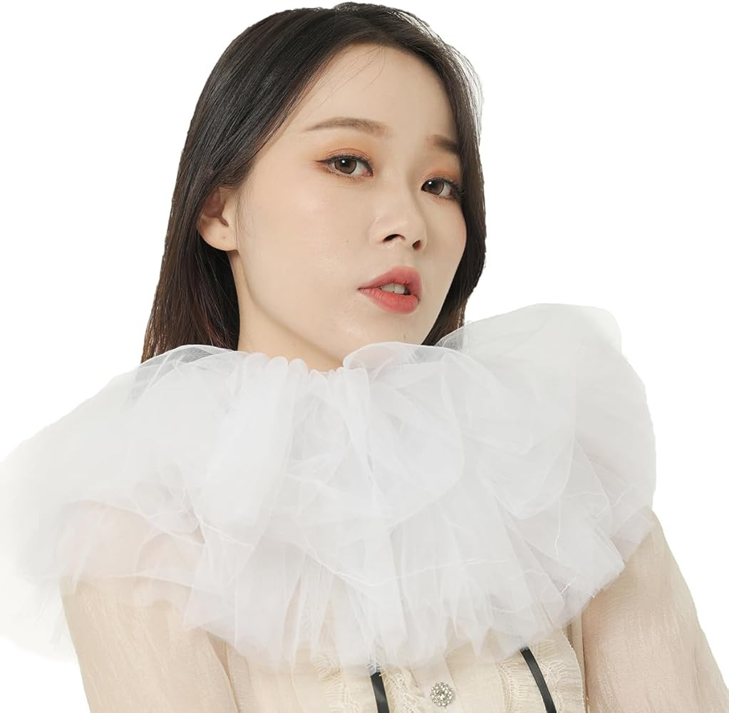 Clown Tulle Ruffled Collar Retro Renaissance Neck Ruff Cotton | Amazon (US)