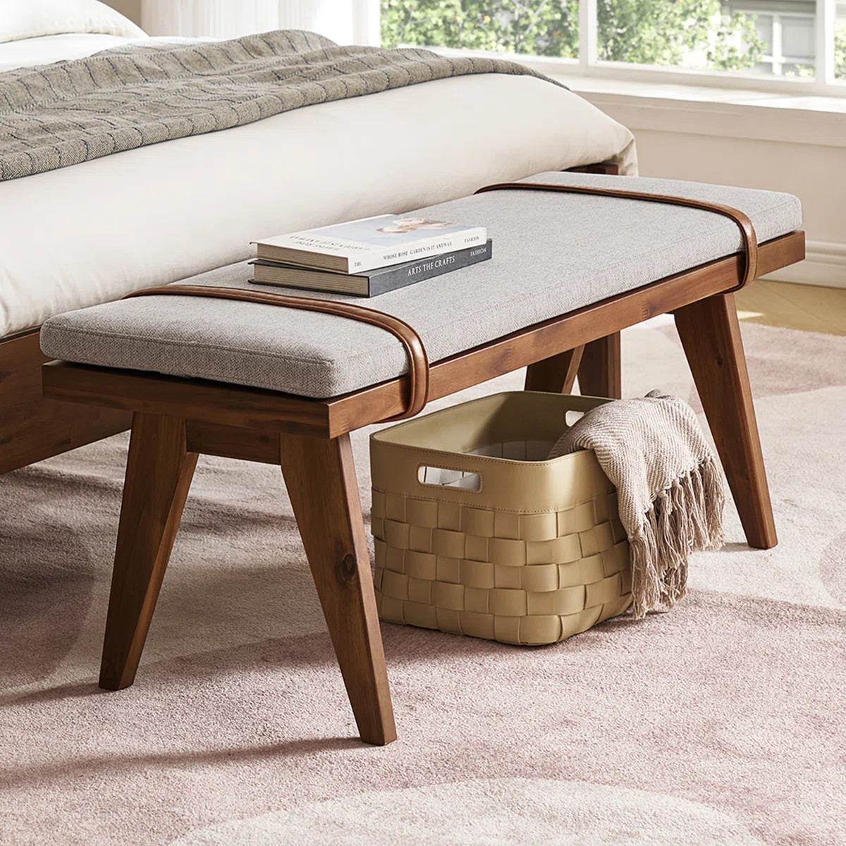 Duggins Mid-century Modern End Of Bed Wood Bench | Wayfair North America