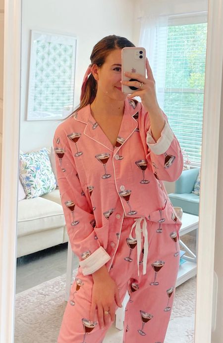 Espresso Martini Pajamas 🤎 OBSESSED!! Wearing a size S, runs a tad oversized for a comfy fit. Each piece is under $50 and I also got the matching headband!! 

#LTKU #LTKGiftGuide #LTKHoliday