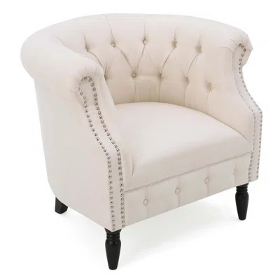 Timeless and Sophisticated Club Chair with Button-Tufted Diamond Stitching, Tub Design, and Turned Birch Wood Legs for Ultimate Comfort and Style | Wayfair North America