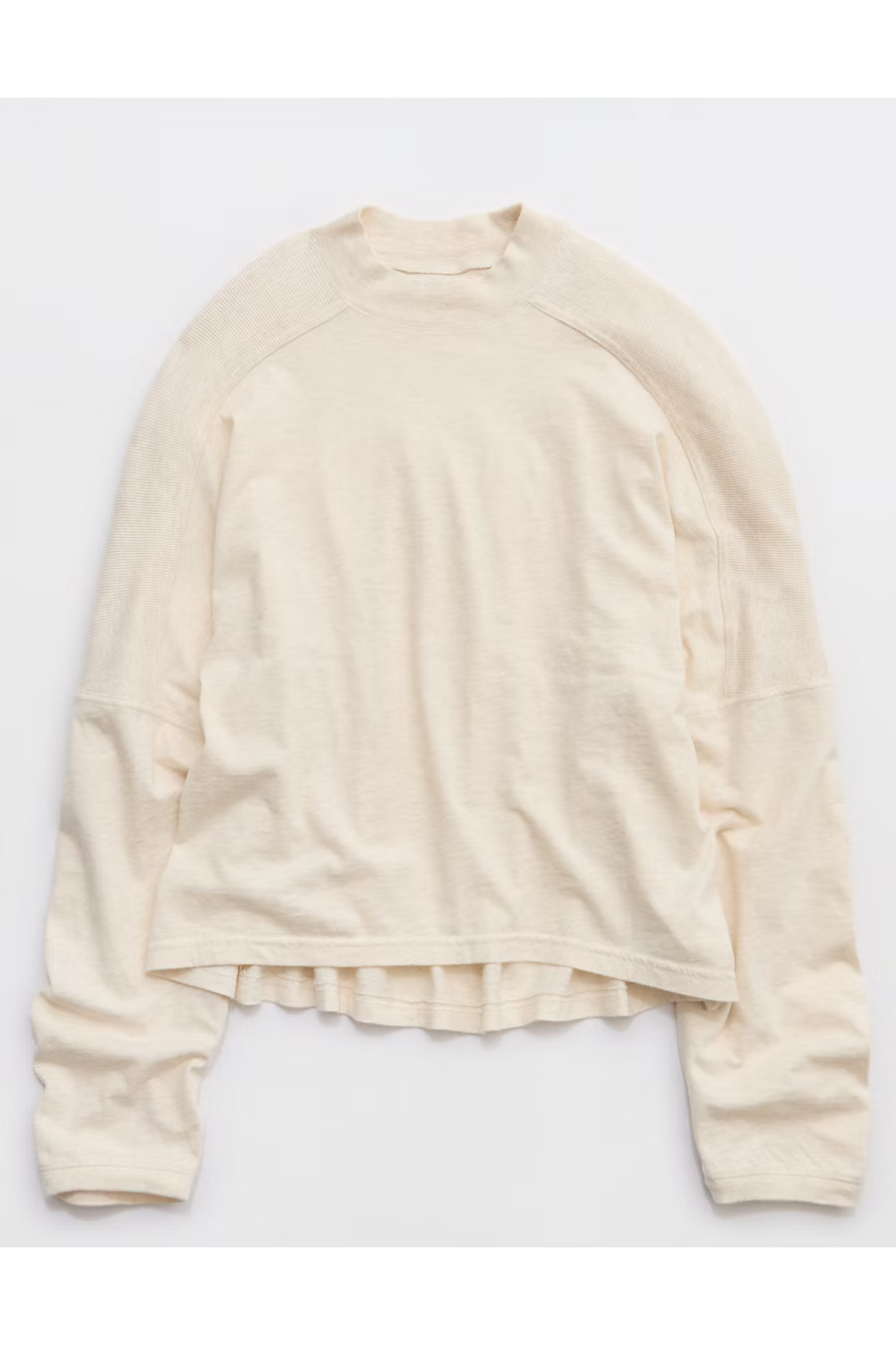 Aerie Cozy Mock-Neck T-Shirt Women's Heather Frost S | American Eagle Outfitters (US & CA)