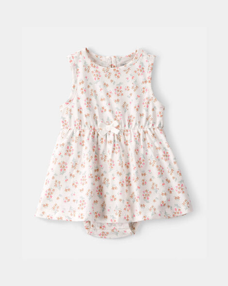 Baby Girl Floral Sleeveless Bodysuit Dress - Ivory | Carter's | Carter's Inc