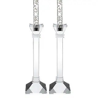 Charleston Square Pair 10" Classic Crystal Candle Holders (Clear) | Bed Bath & Beyond