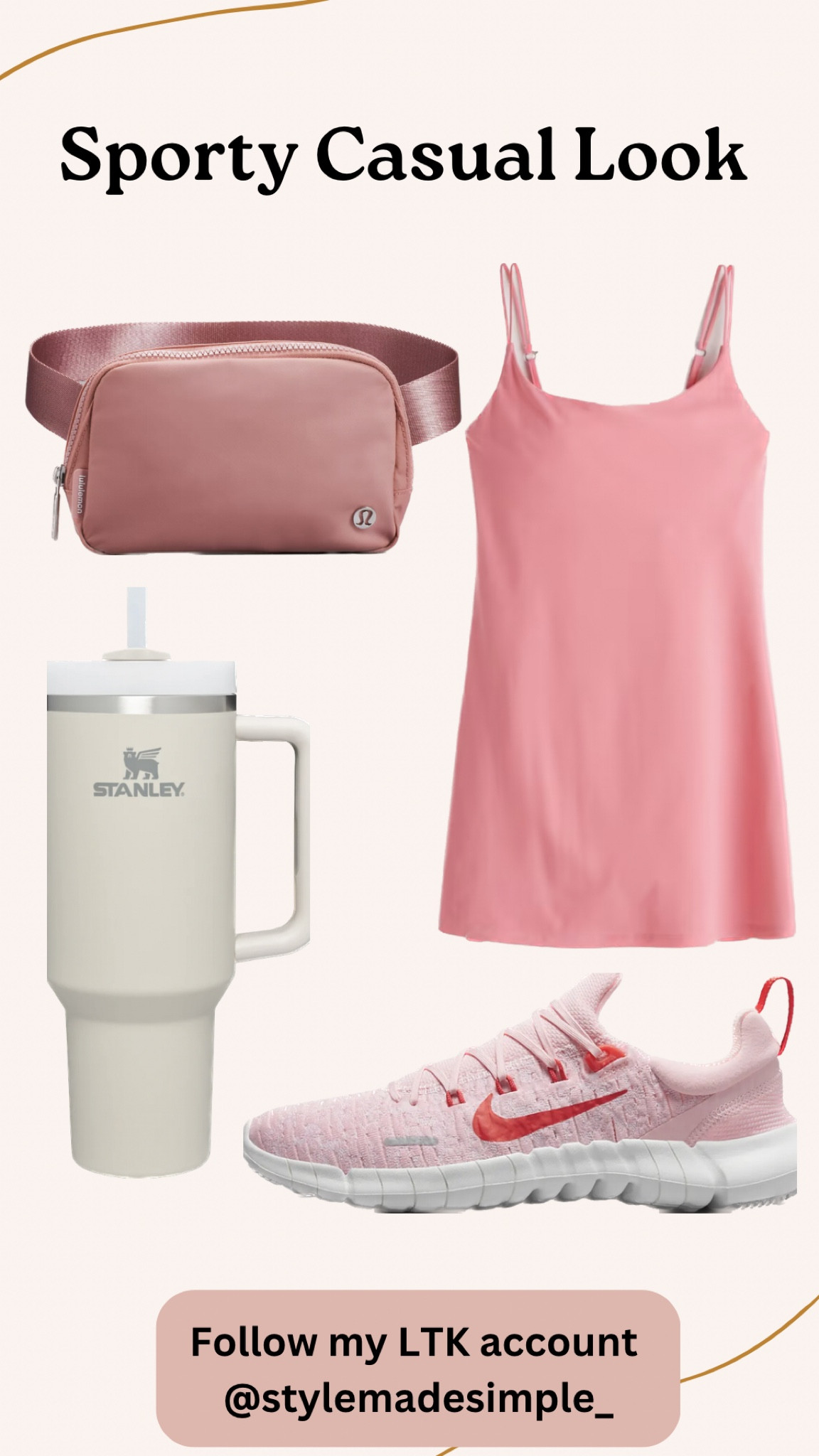 Vacation outfit , casual style , Stanley cup, Nike running shoes, lululemon belt bag, tank top dress 

#LTKfit #LTKtravel #LTKswim