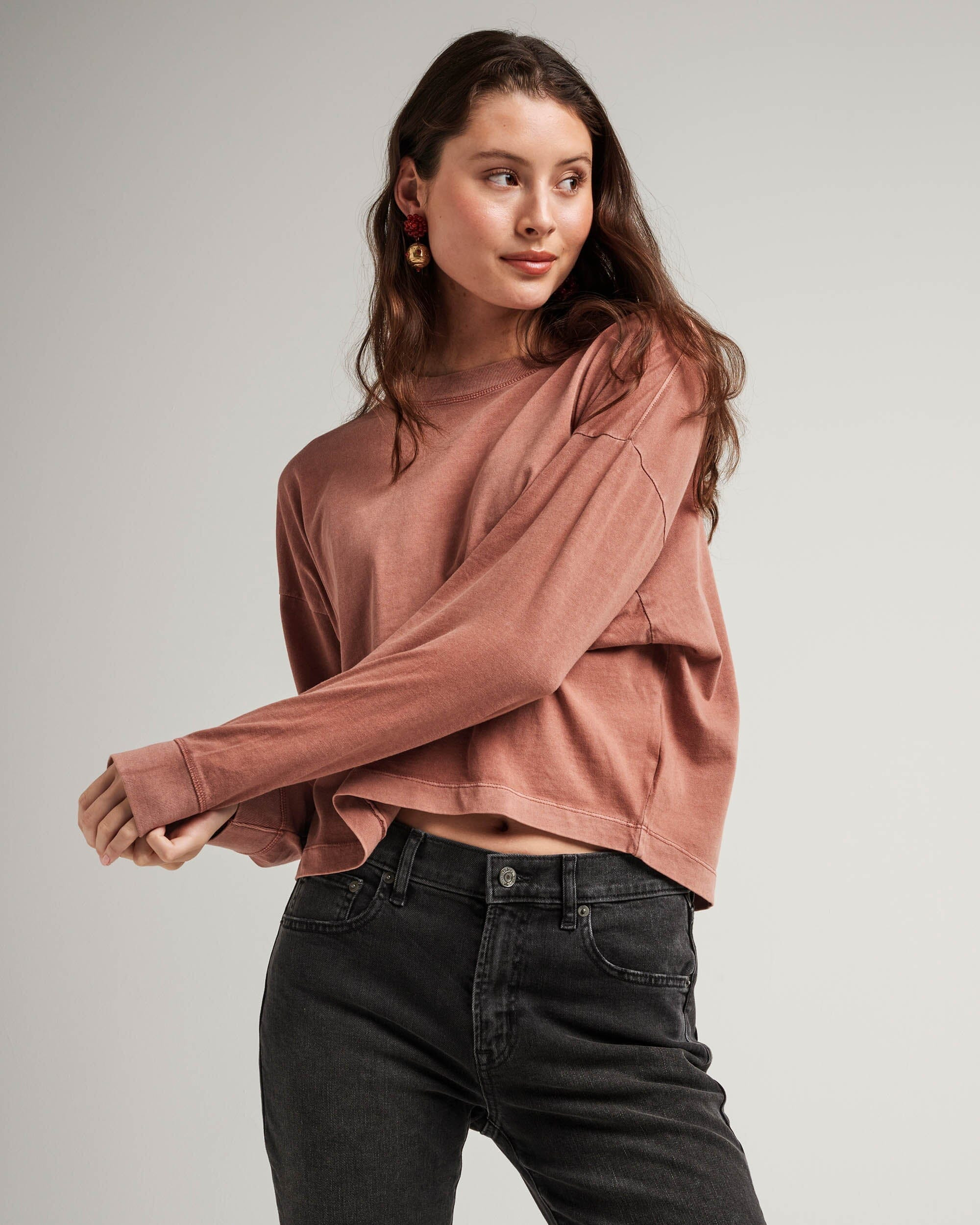 Women's Relaxed Crop Long Sleeve Tee | Richer Poorer