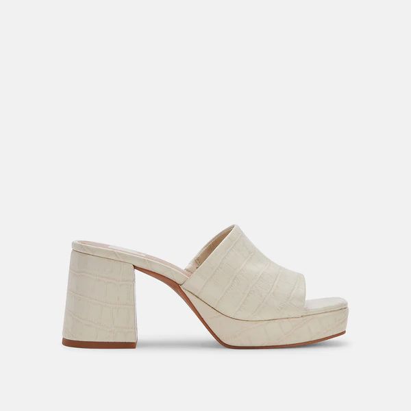 MARSHA HEELS IVORY EMBOSSED STELLA | DolceVita.com