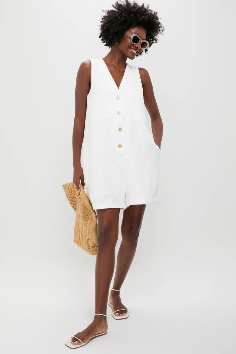White Textured Myla Romper | Tuckernuck (US)