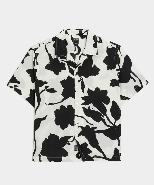 Cropped Silk-Cotton Camp Collar Shirt | Todd Snyder