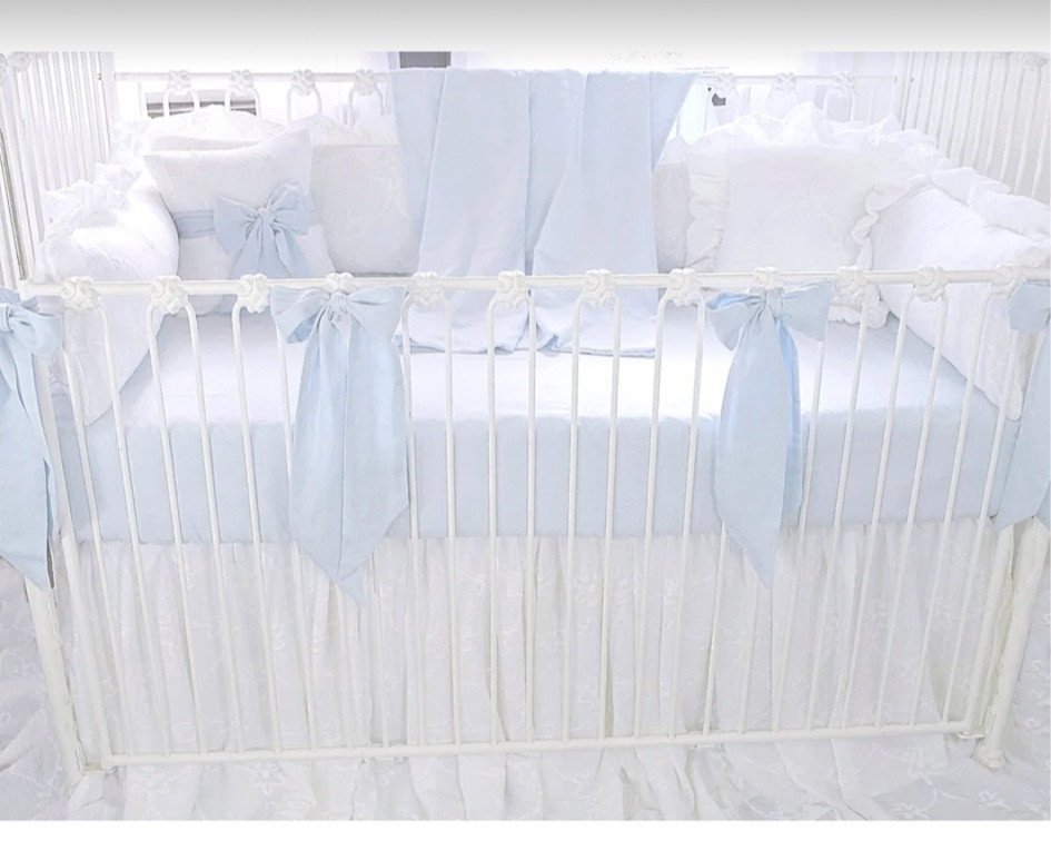 Baby boy nursery bedding perfection 🩵 

Grandmillennial nursery | boy nurseryy

#LTKHome #LTKFamily #LTKBaby