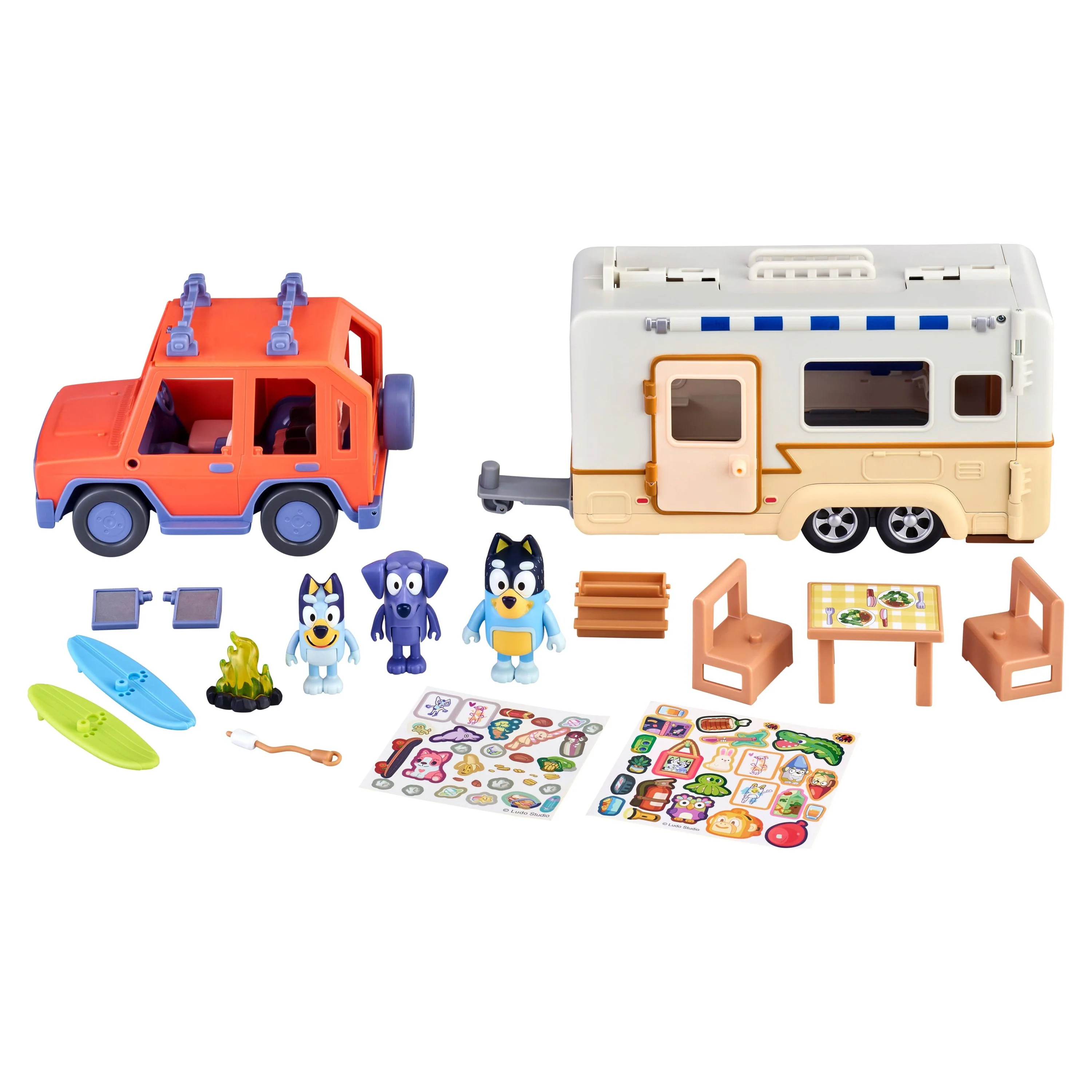 Bluey Ultimate Caravan Adventures, Camper Playset with Three 2.5-3" Figures,  4WD Family SUV, Cam... | Walmart (US)
