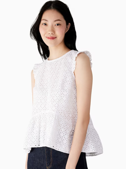Eyelet Flounce Top | Kate Spade Outlet