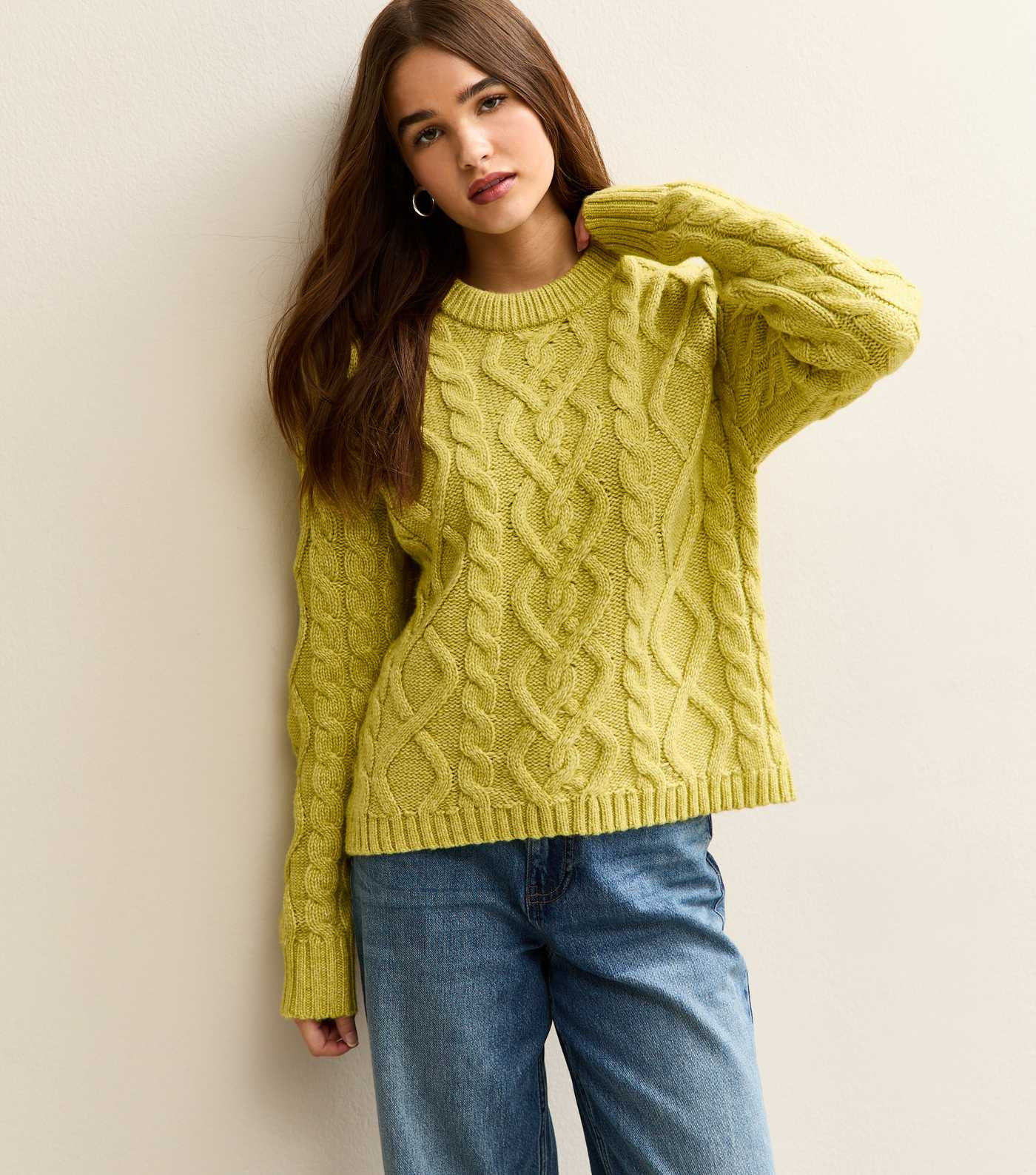 Bright Green Midweight Cable Knit Jumper | New Look | New Look (UK)